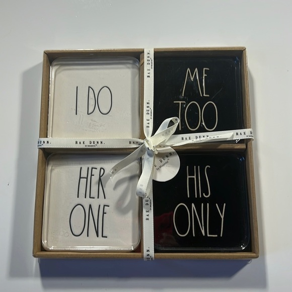 New Set of 4 Rae Dunn Engagement/Marriage Coasters - Picture 1 of 4
